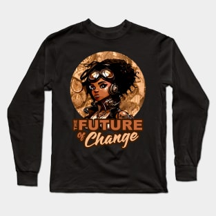 Future of Change Steampunk Anime Black Girl Empowerment Long Sleeve T-Shirt